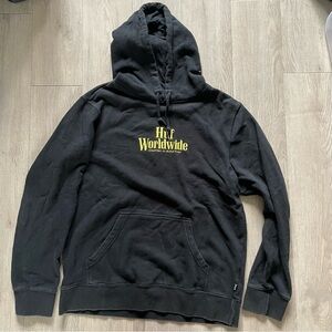 HUF black hoodie with yellow embroidery Size L